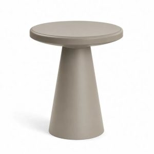 Garten Beistelltisch rund Ø 50 x H 50 cm Polypropylen Taupe Greige
