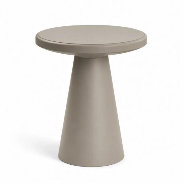 Garten Beistelltisch rund Ø 50 x H 50 cm Polypropylen Taupe Greige