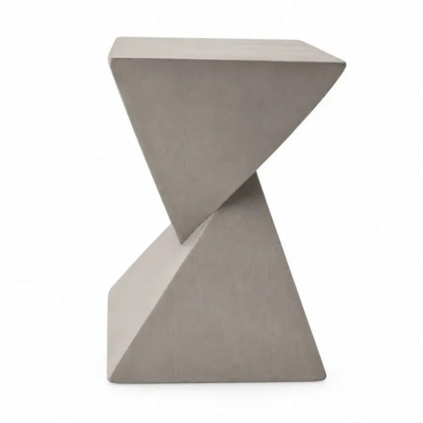 Garten Beistelltisch sanduhrförmig 38 x 38 x 50 cm faserverstärkter Zementverbundstoff Grau Greige