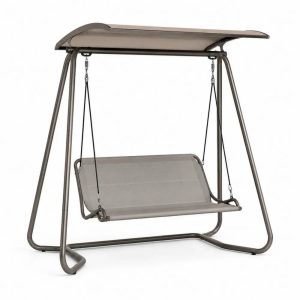Gartenschaukel 2-Sitzer mit Sonnendach 174 x 114 x 165 cm Stahl Textilene Grau Taupe Dunkelgrau