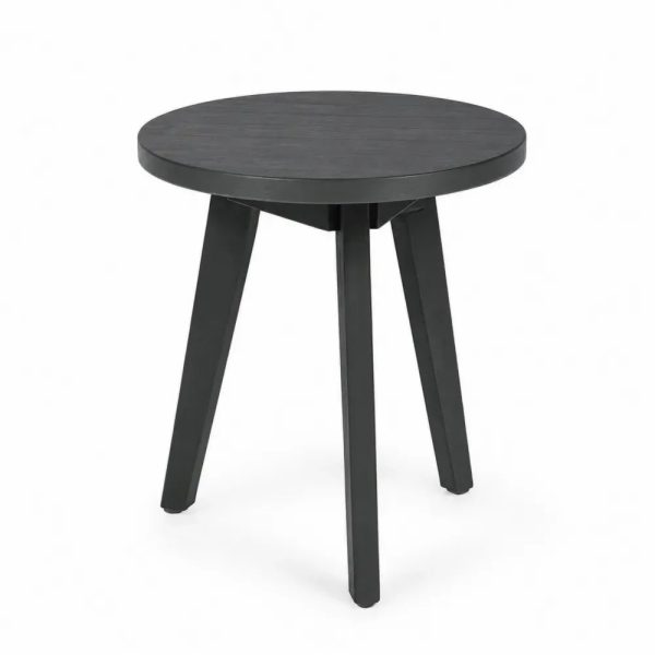 Runder Garten Beistelltisch Ø 50 x 50 cm Akazien-Massivholz Schwarz
